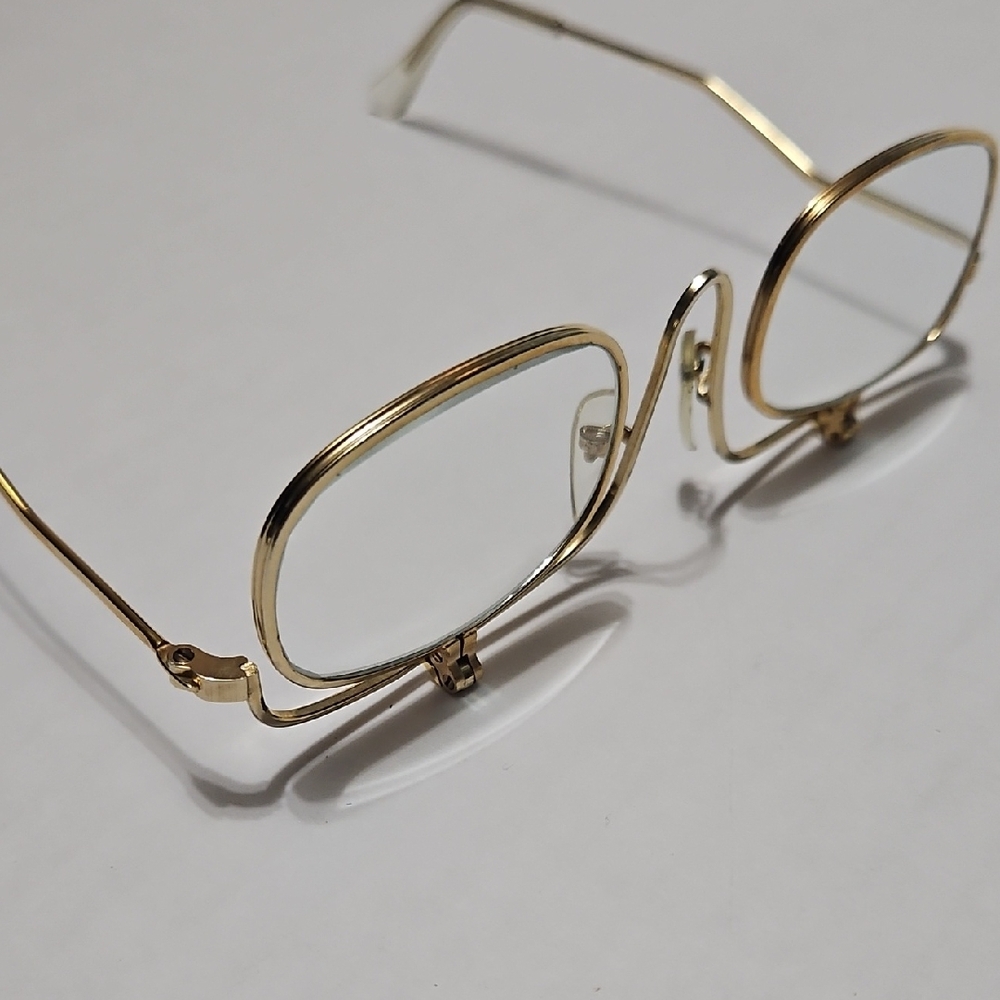 Vintage Taiwan Gold Metal Frame Only Glasses Flip Down Lens